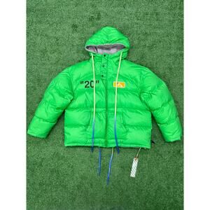 Off-White Zipped Puffer Jacket Green SZ Medium